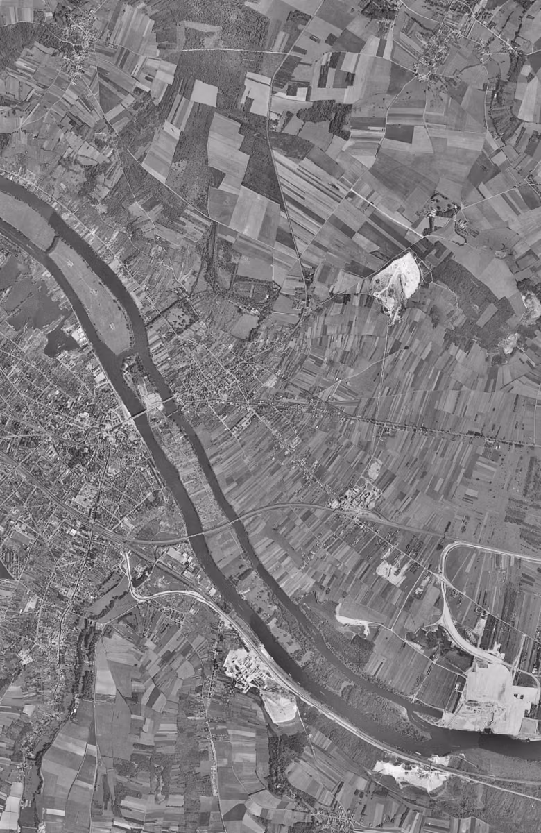 Limay en 1954, le territoire vu du ciel, au même cadrage