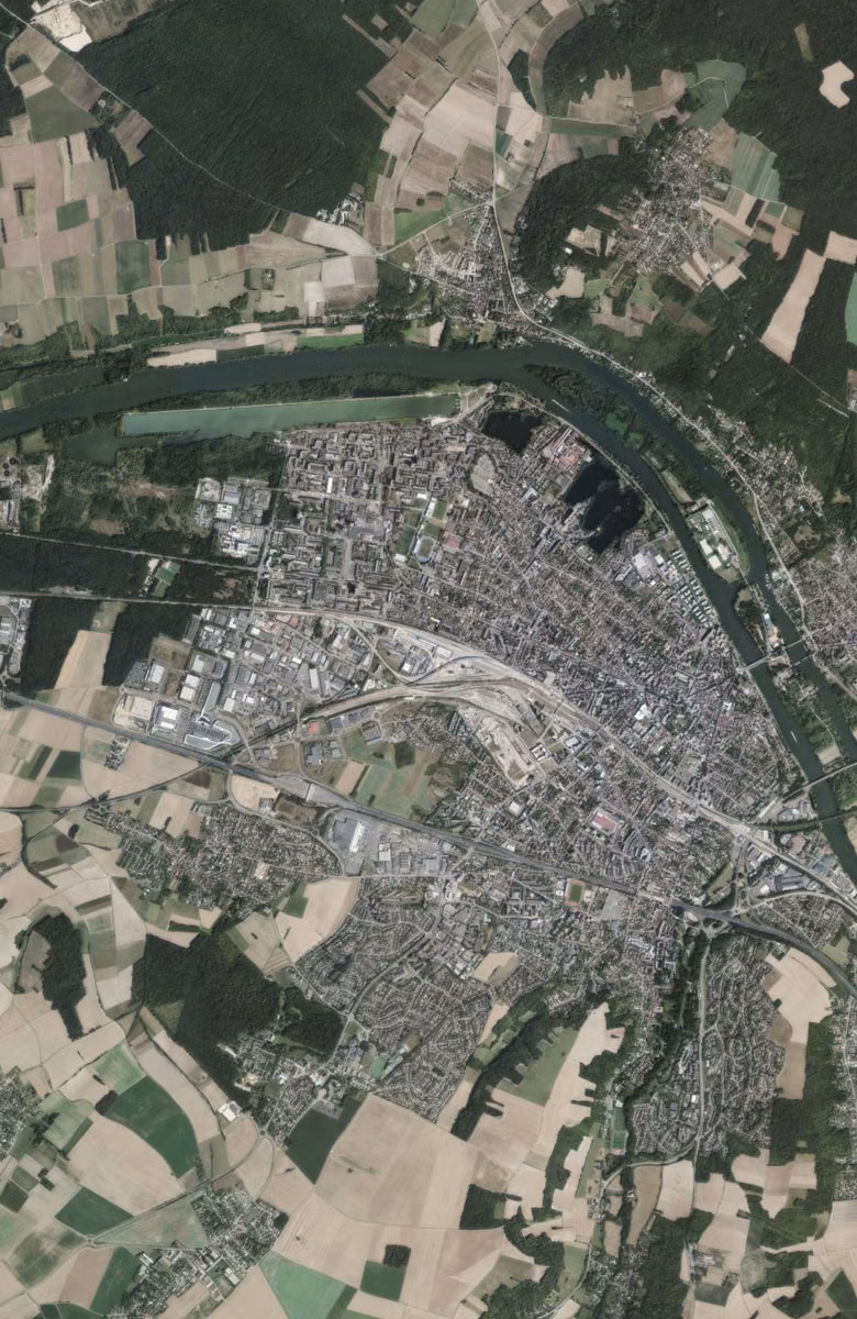 Mantes-la-Jolie aujourd'hui, le territoire vu du ciel