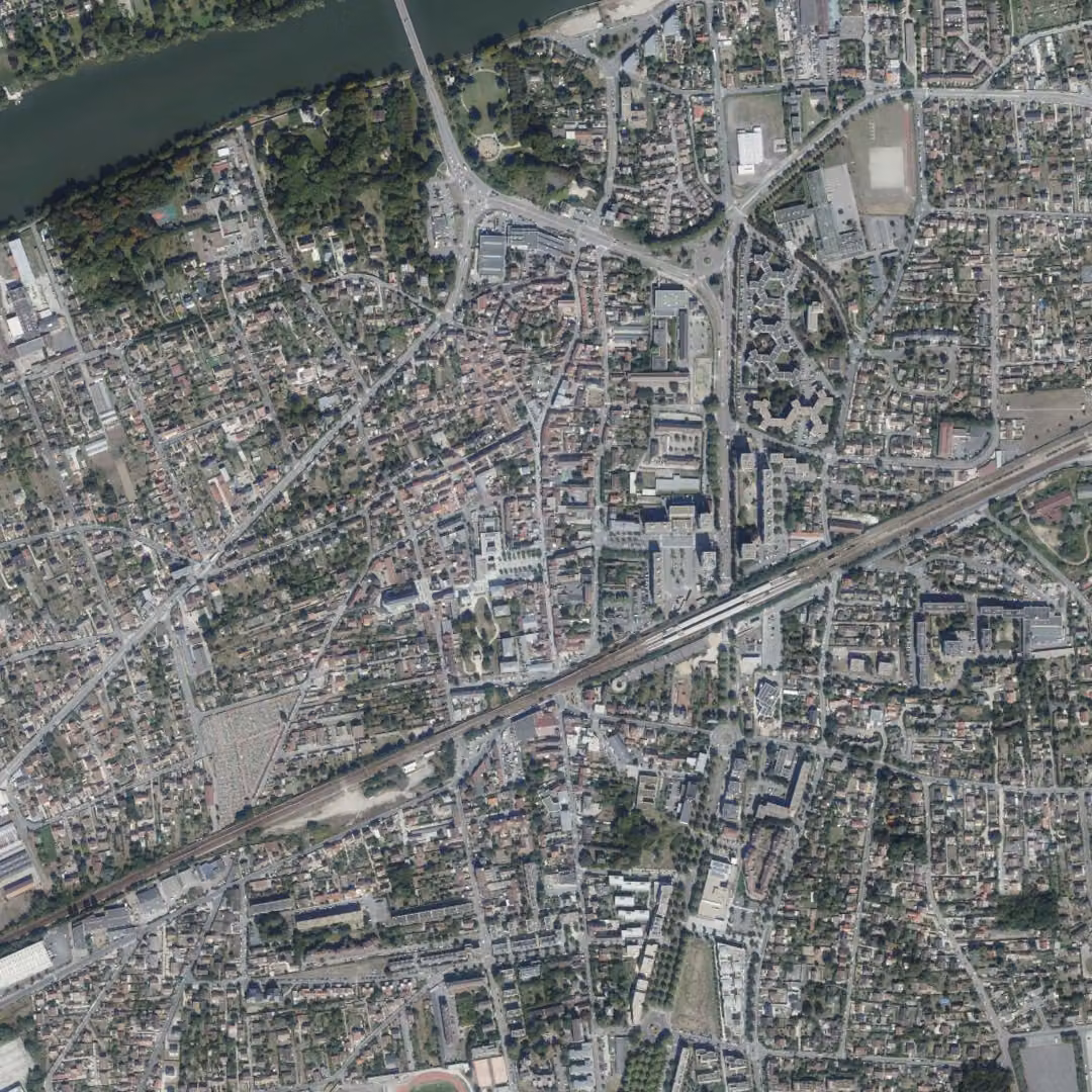 Les Mureaux aujourd'hui, le centre vu du ciel