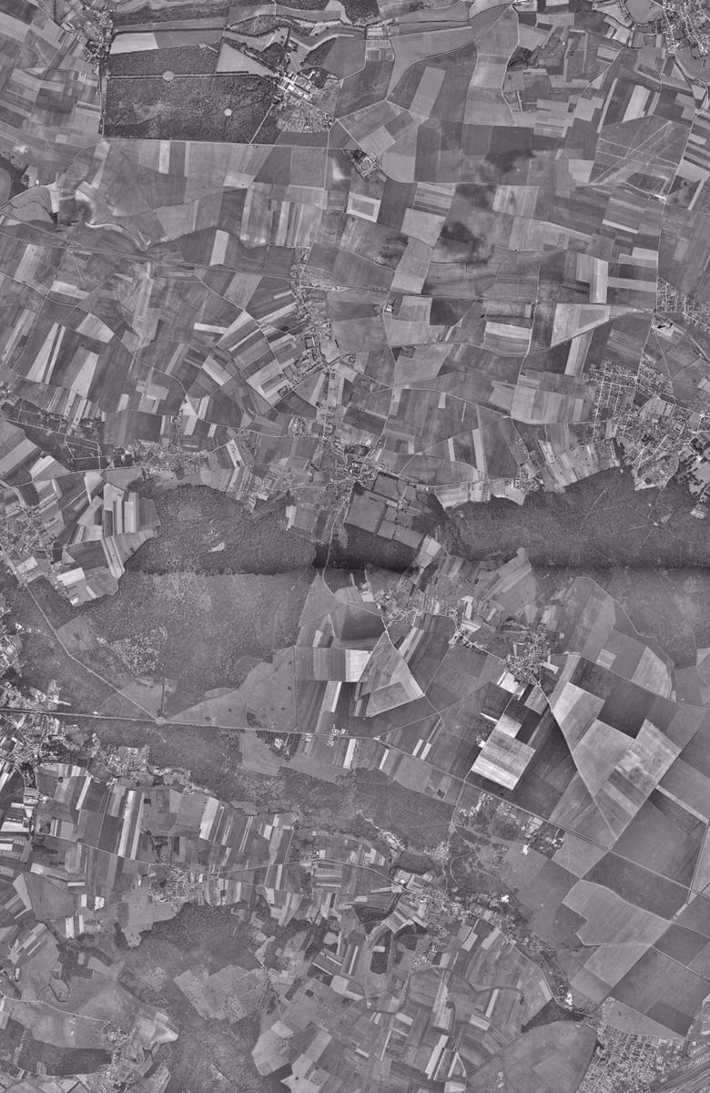 Plaisir en 1949, le territoire vu du ciel, au même cadrage