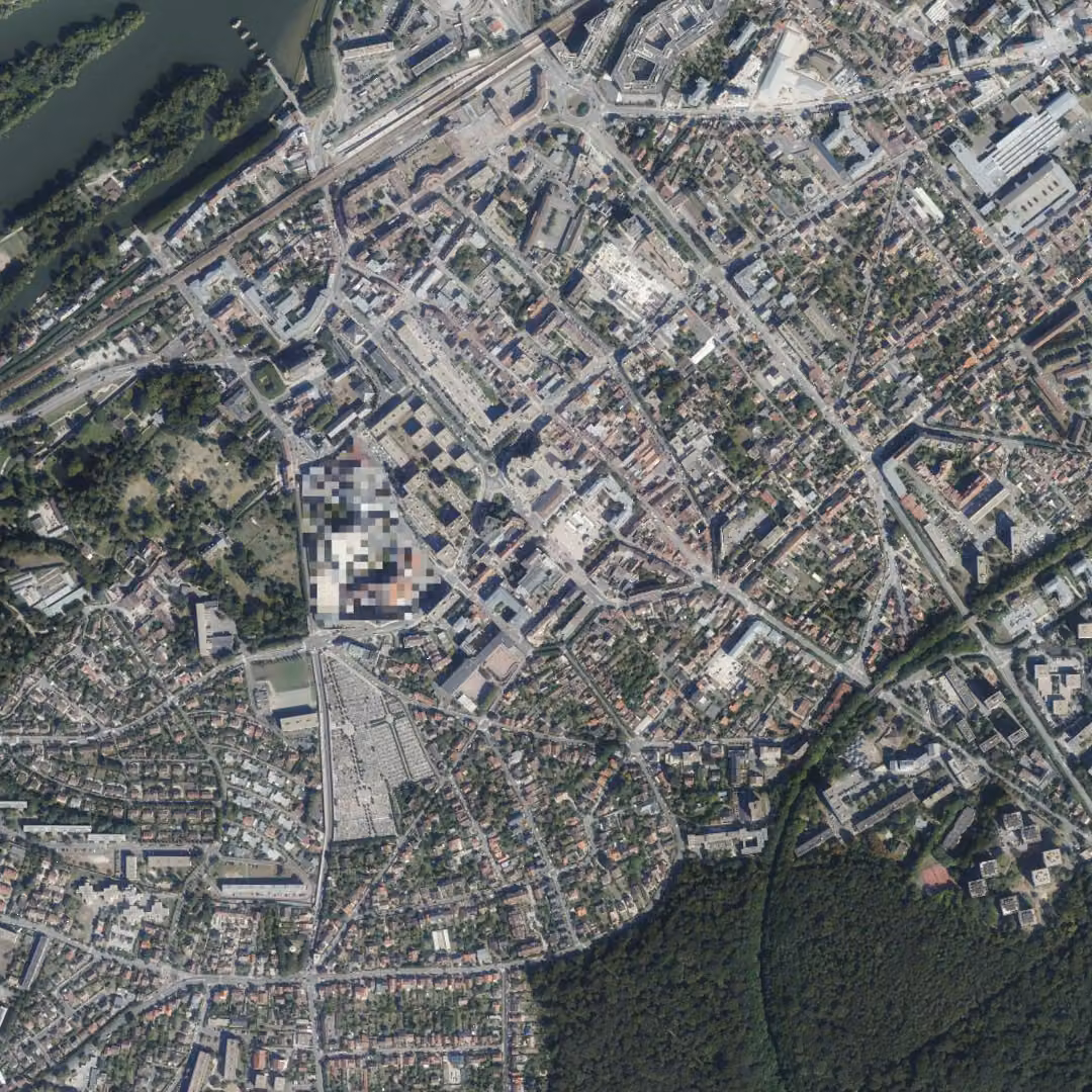 Poissy aujourd'hui, le centre vu du ciel