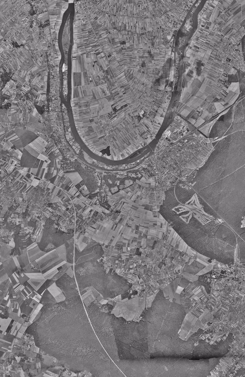 Poissy en 1949, le territoire vu du ciel, au même cadrage