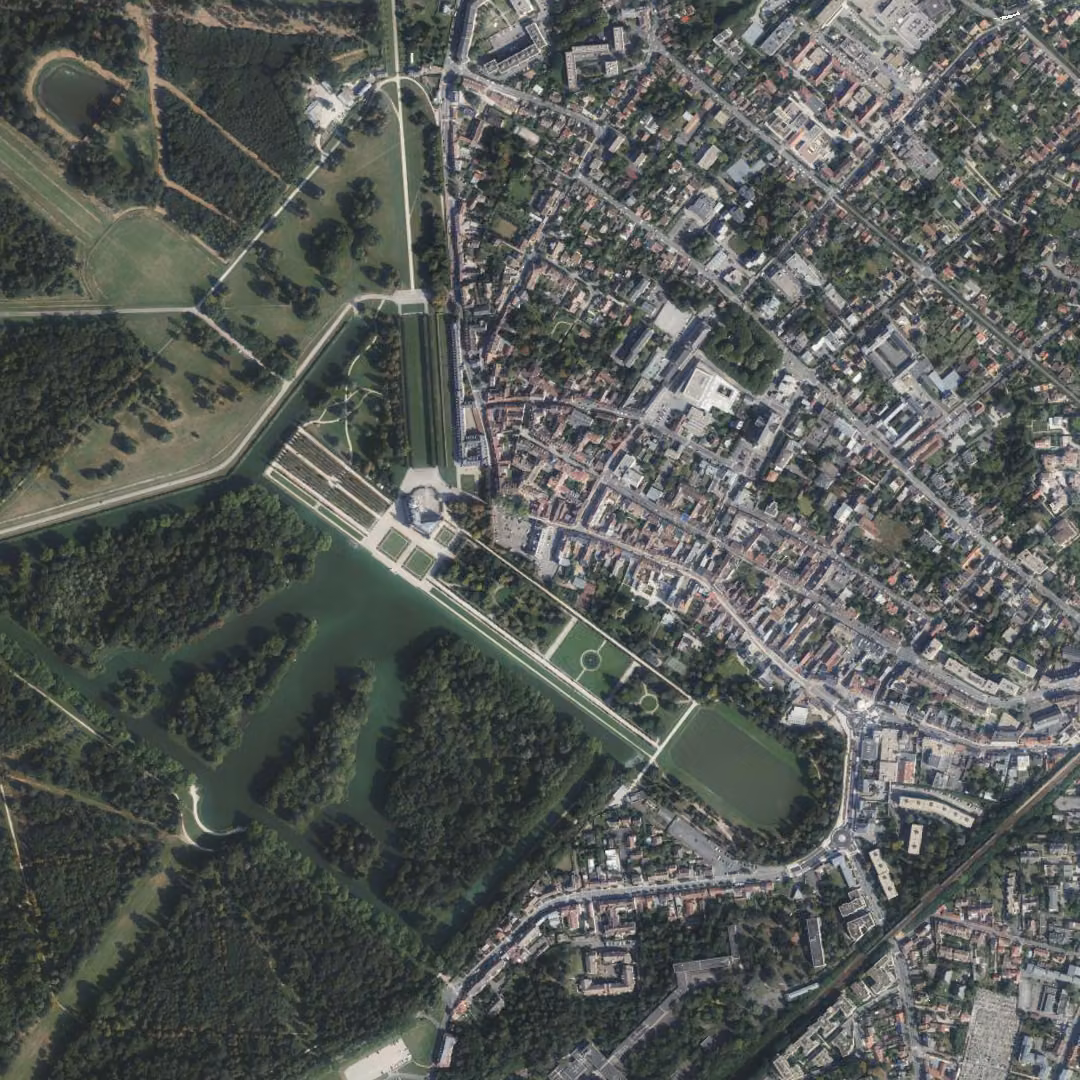 Rambouillet aujourd'hui, le centre vu du ciel