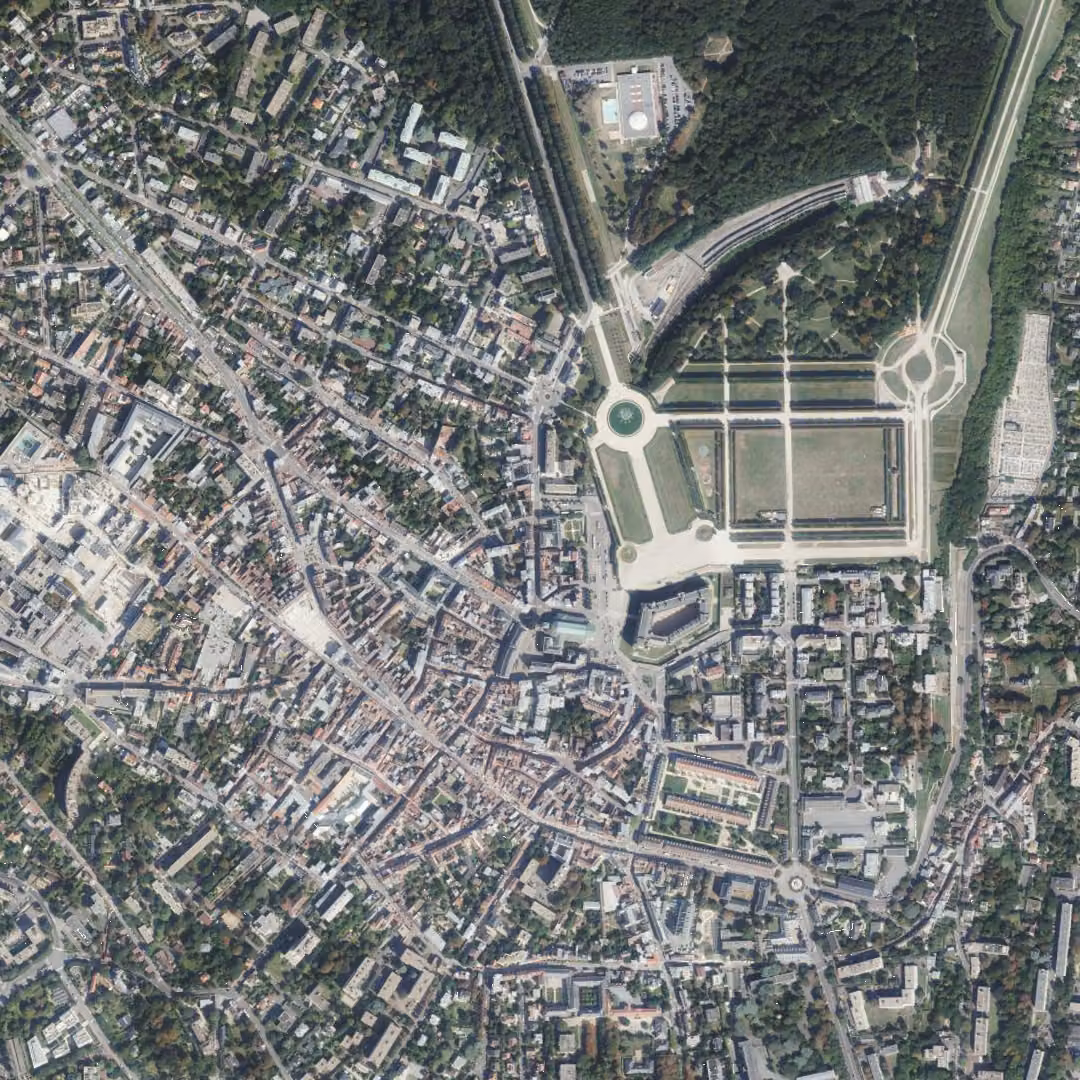 Saint-Germain-en-Laye aujourd'hui, le centre vu du ciel