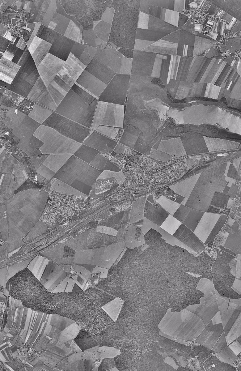 Trappes en 1949, le territoire vu du ciel, au même cadrage