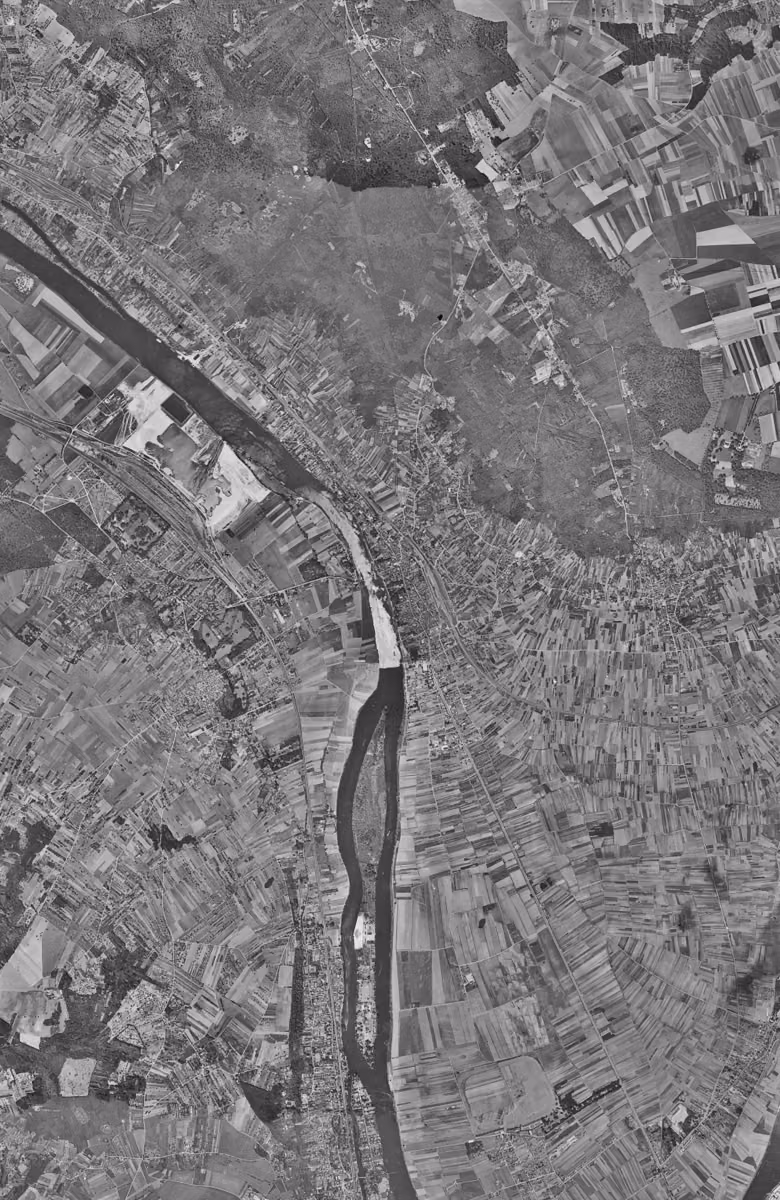 Triel-sur-Seine en 1949, le territoire vu du ciel, au même cadrage