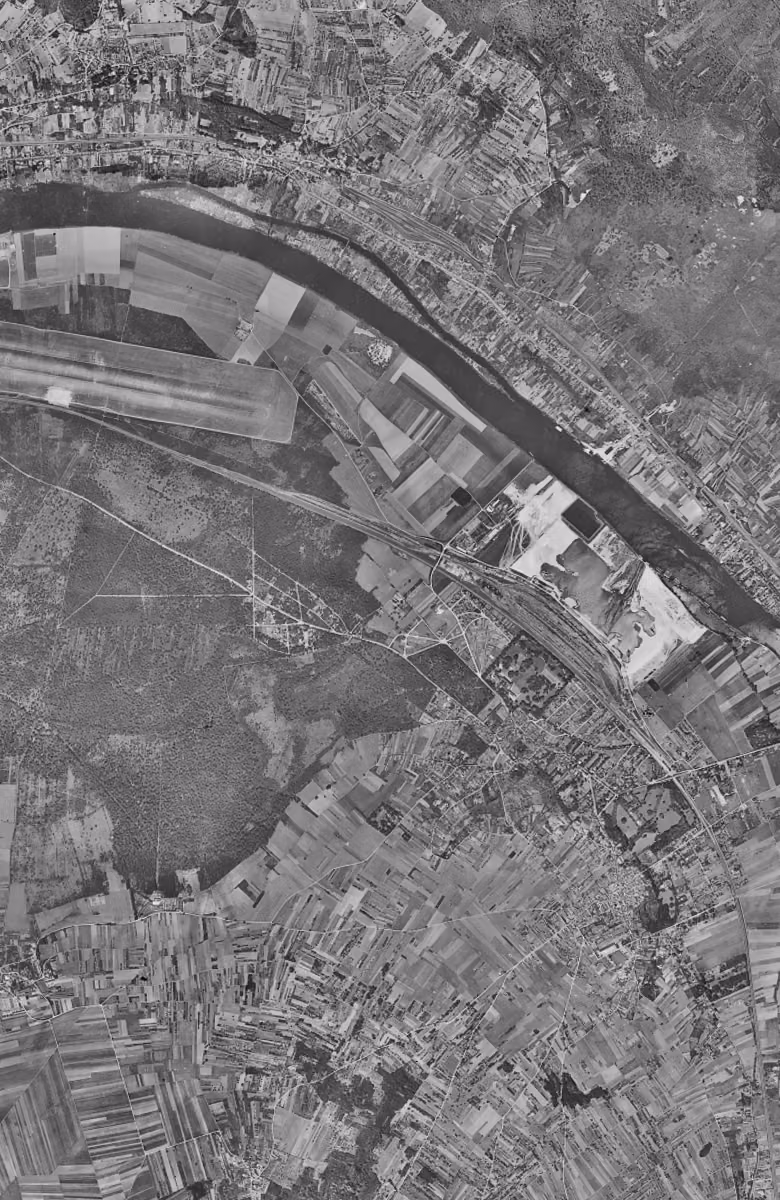 Verneuil-sur-Seine en 1949, le territoire vu du ciel, au même cadrage