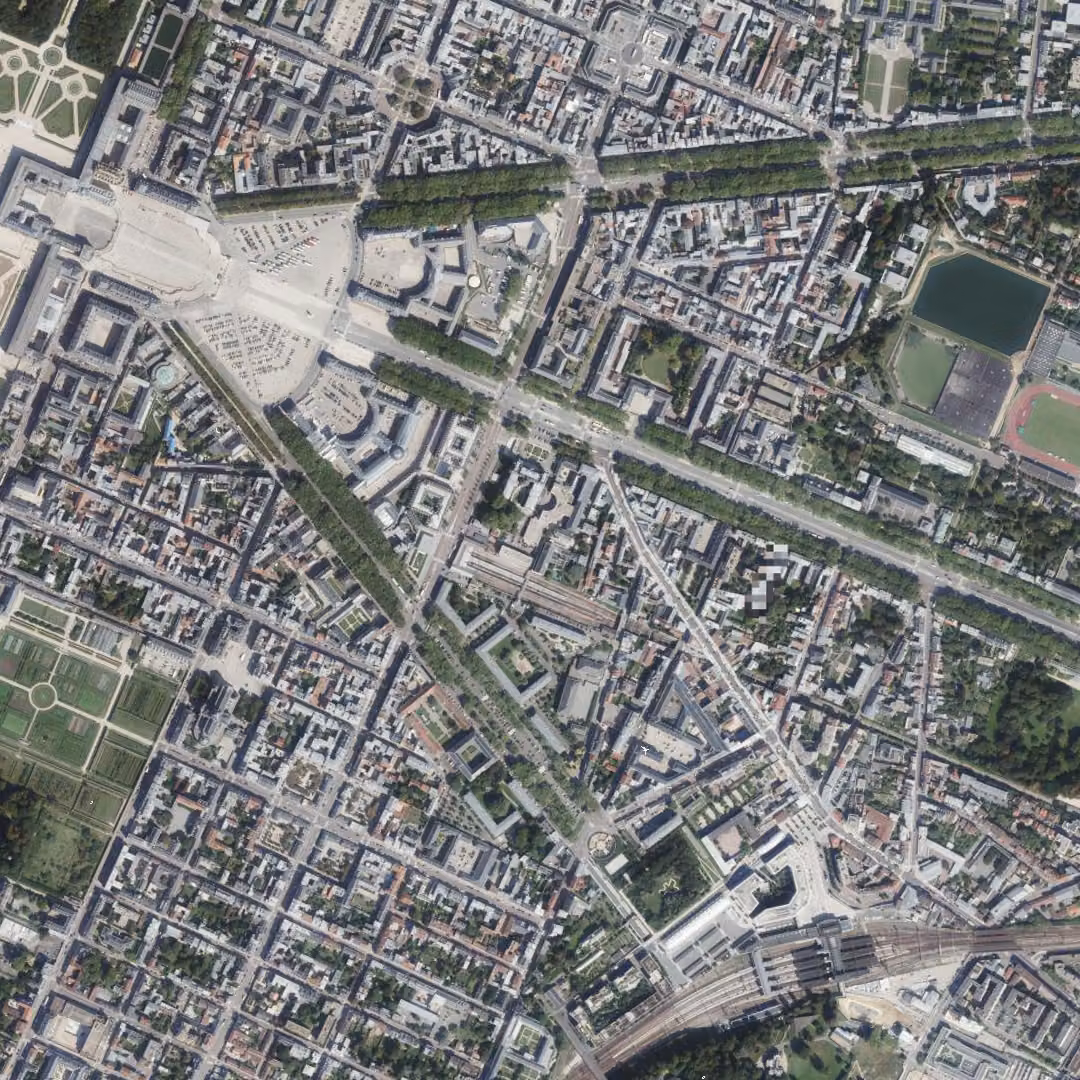 Versailles aujourd'hui, le centre vu du ciel