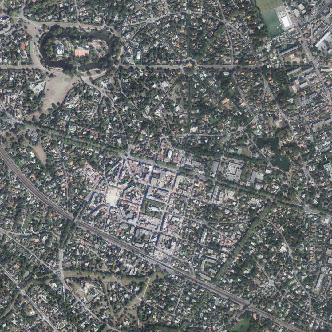 Le Vésinet aujourd'hui, le centre vu du ciel
