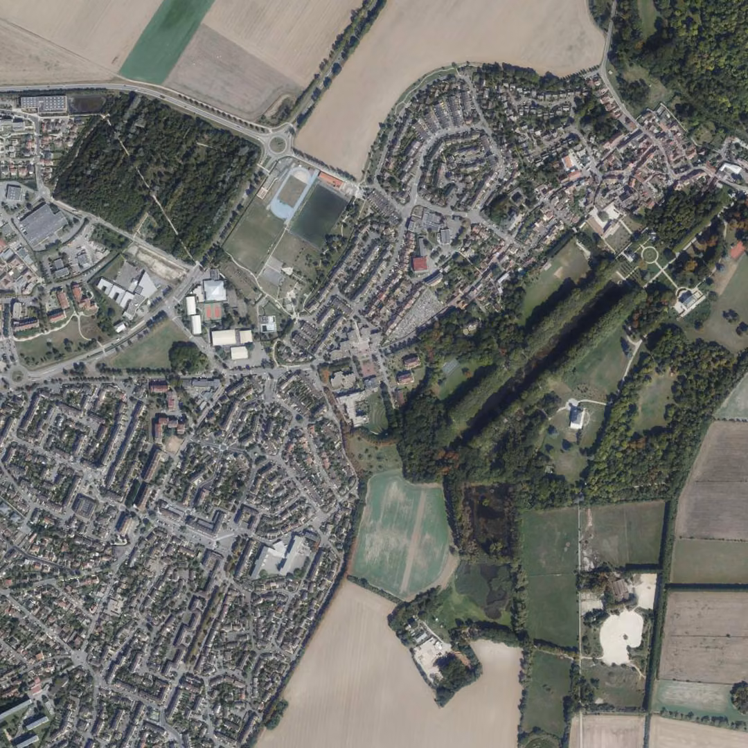 Villepreux aujourd'hui, le centre vu du ciel