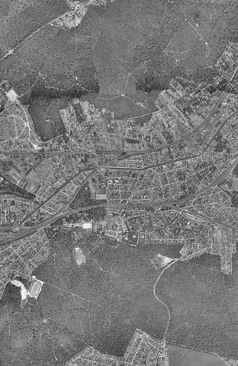 Viroflay en 1949, le territoire vu du ciel, au même cadrage