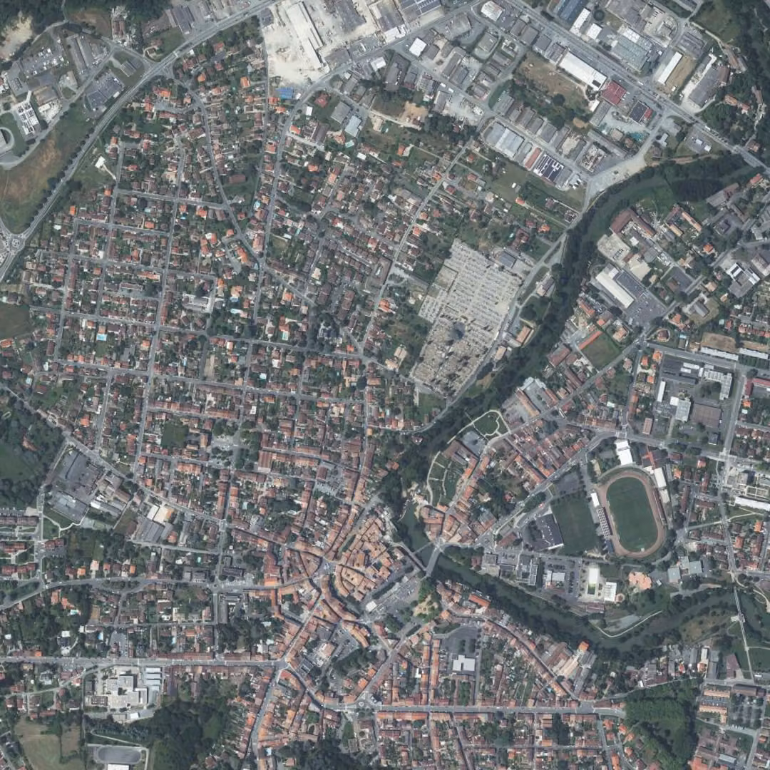 Graulhet aujourd'hui, le centre vu du ciel