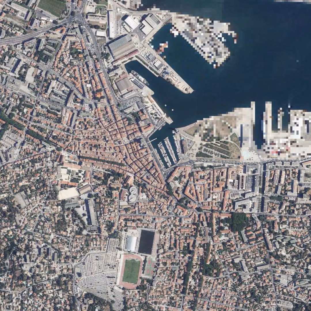 La Seyne-sur-Mer aujourd'hui, le centre vu du ciel