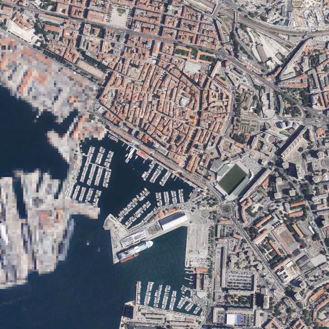 Toulon aujourd'hui, le centre vu du ciel