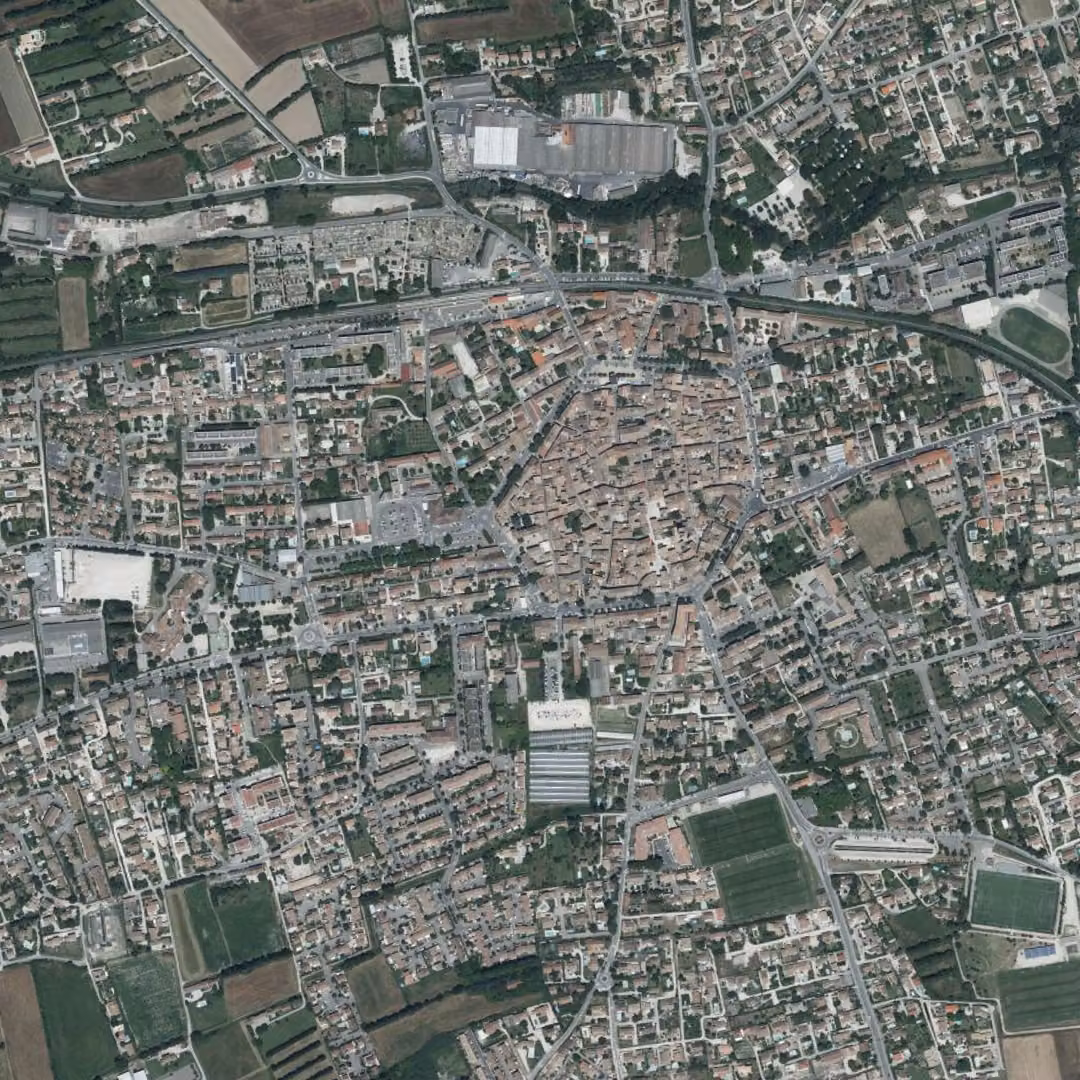 Monteux aujourd'hui, le centre vu du ciel