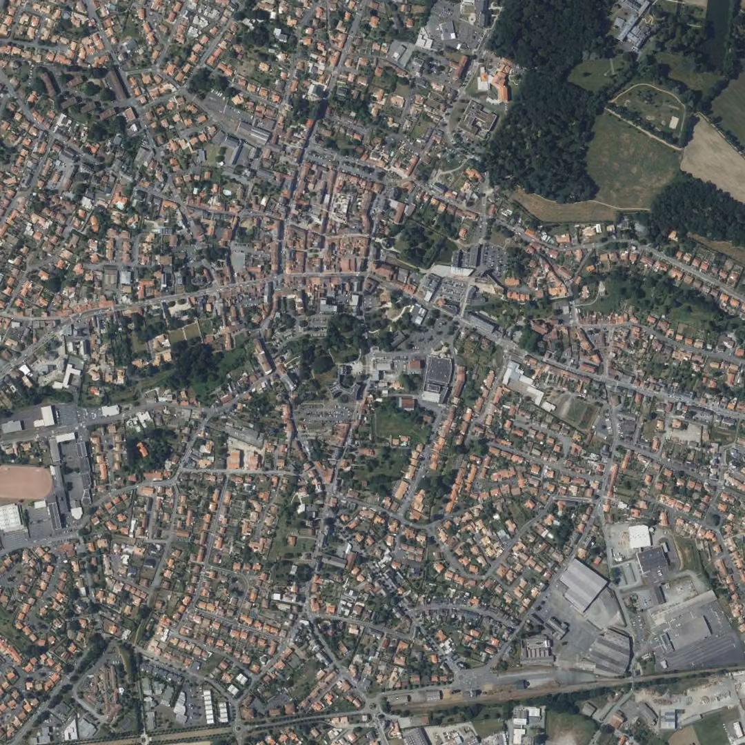 Les Herbiers aujourd'hui, le centre vu du ciel