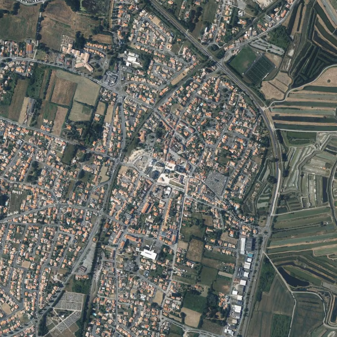 Saint-Hilaire-de-Riez aujourd'hui, le centre vu du ciel
