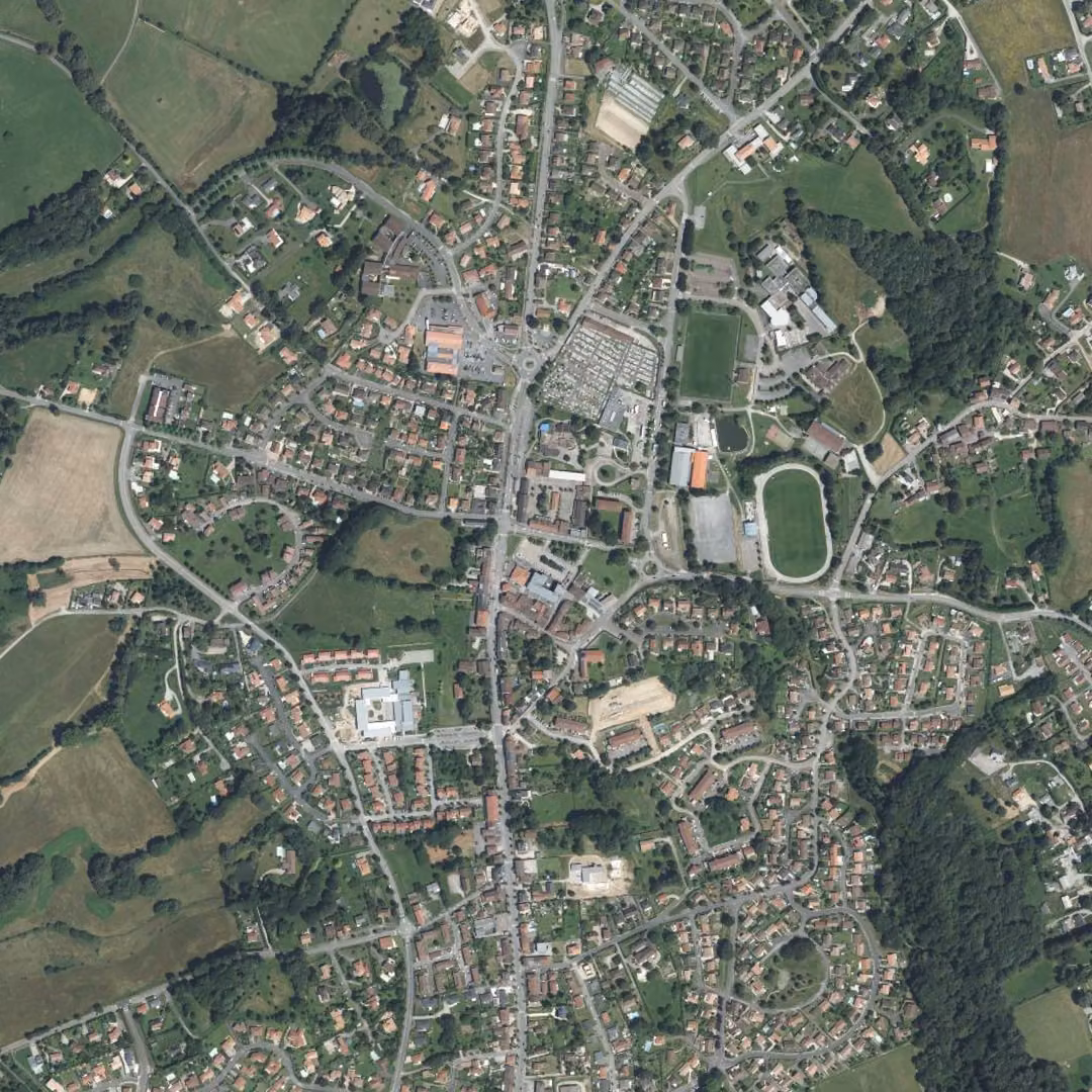 Couzeix aujourd'hui, le centre vu du ciel