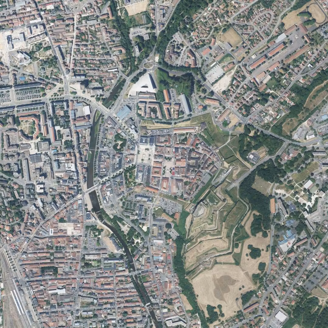 Belfort aujourd'hui, le centre vu du ciel