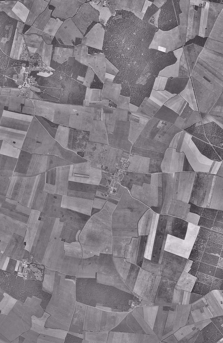 Bondoufle en 1949, le territoire vu du ciel, au même cadrage