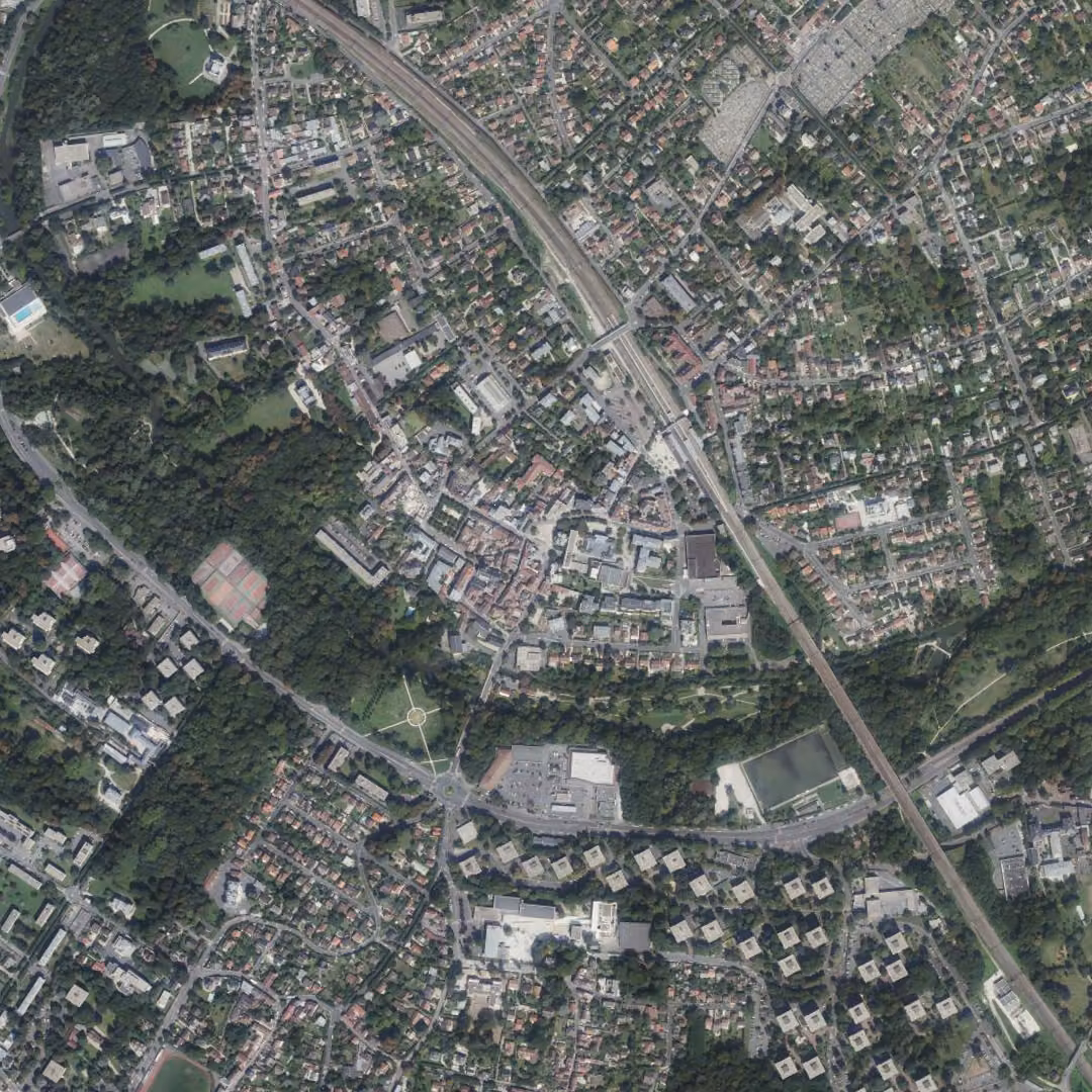 Brunoy aujourd'hui, le centre vu du ciel