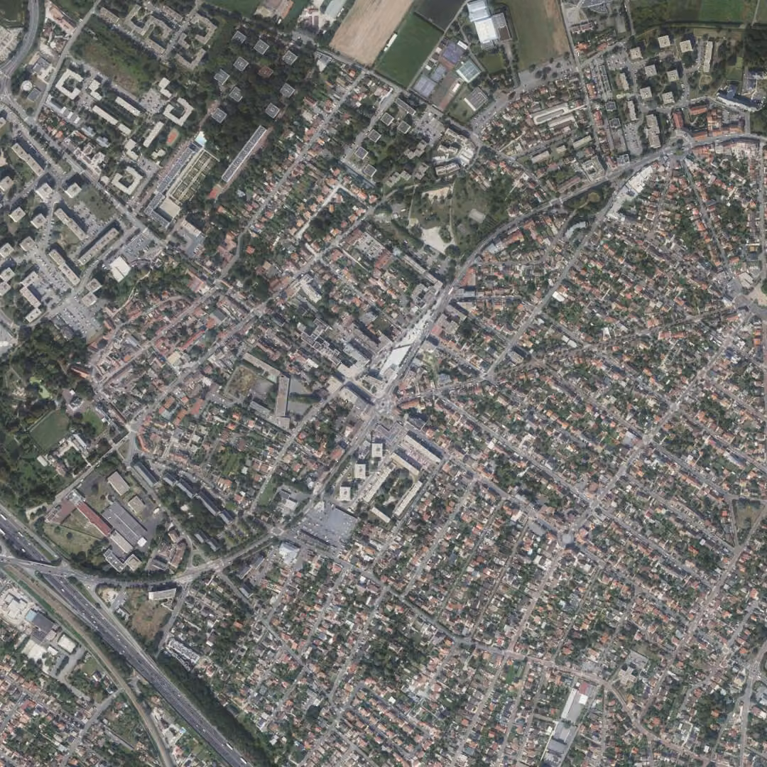 Chilly-Mazarin aujourd'hui, le centre vu du ciel
