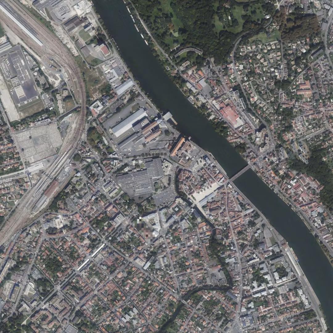 Corbeil-Essonnes aujourd'hui, le centre vu du ciel
