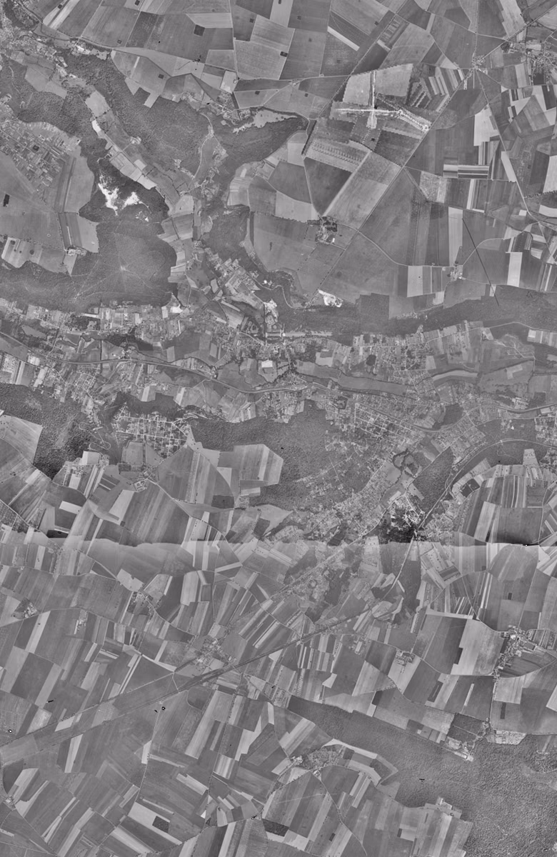 Gif-sur-Yvette en 1949, le territoire vu du ciel, au même cadrage