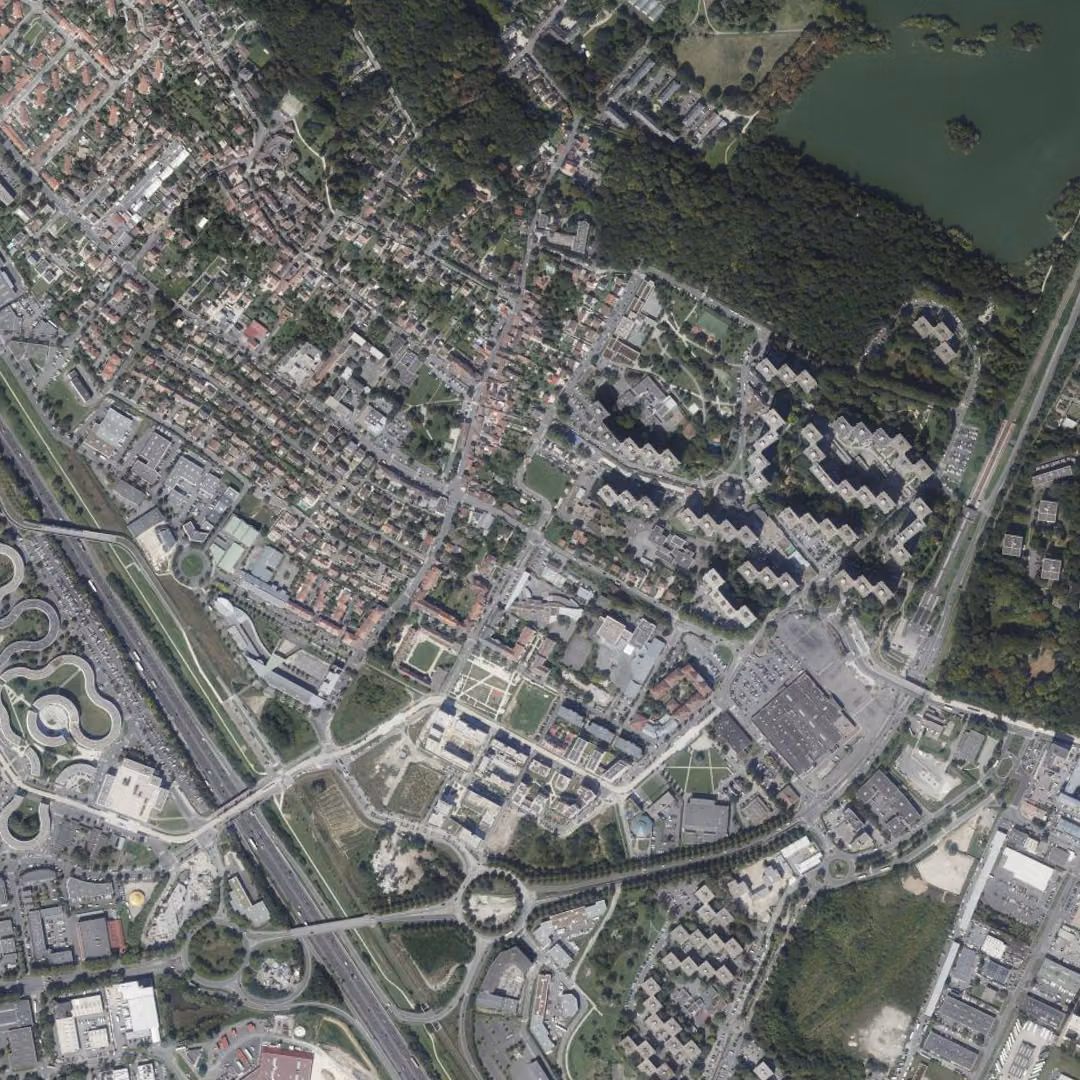 Grigny aujourd'hui, le centre vu du ciel