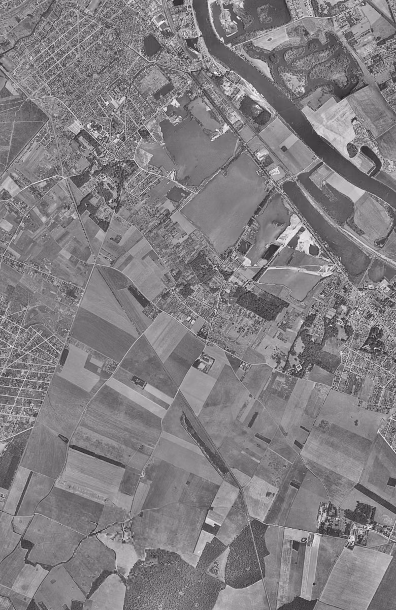 Grigny en 1949, le territoire vu du ciel, au même cadrage