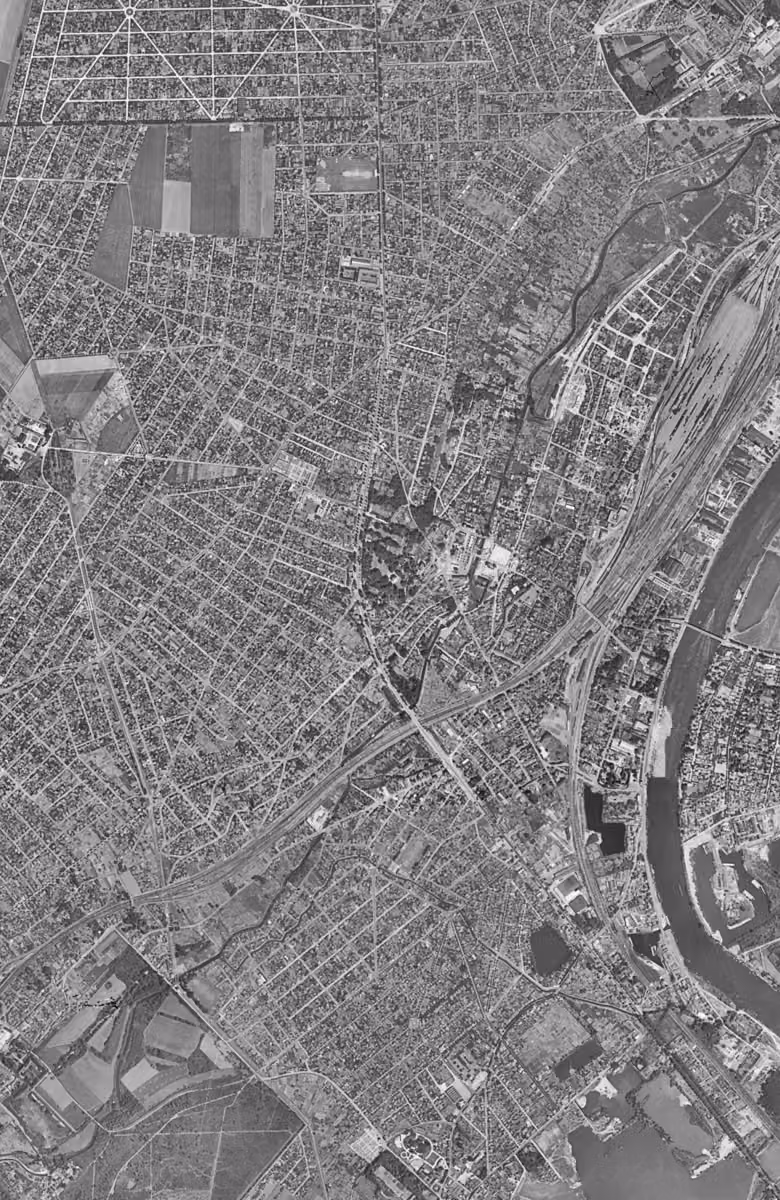 Juvisy-sur-Orge en 1949, le territoire vu du ciel, au même cadrage