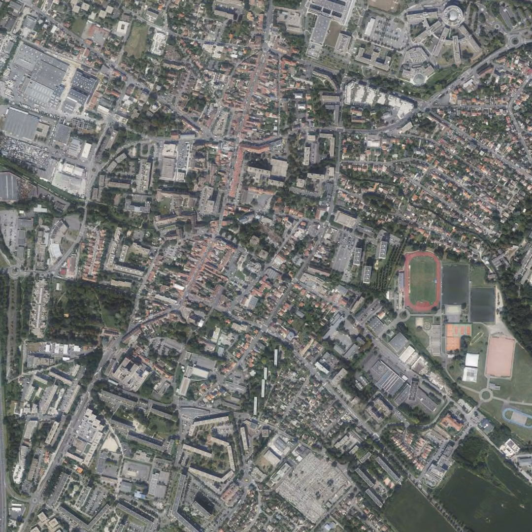 Longjumeau aujourd'hui, le centre vu du ciel
