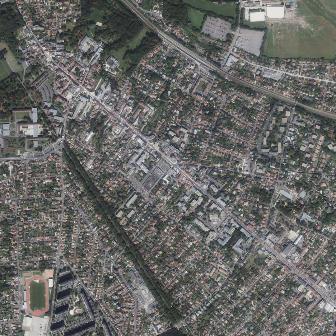 Montgeron aujourd'hui, le centre vu du ciel
