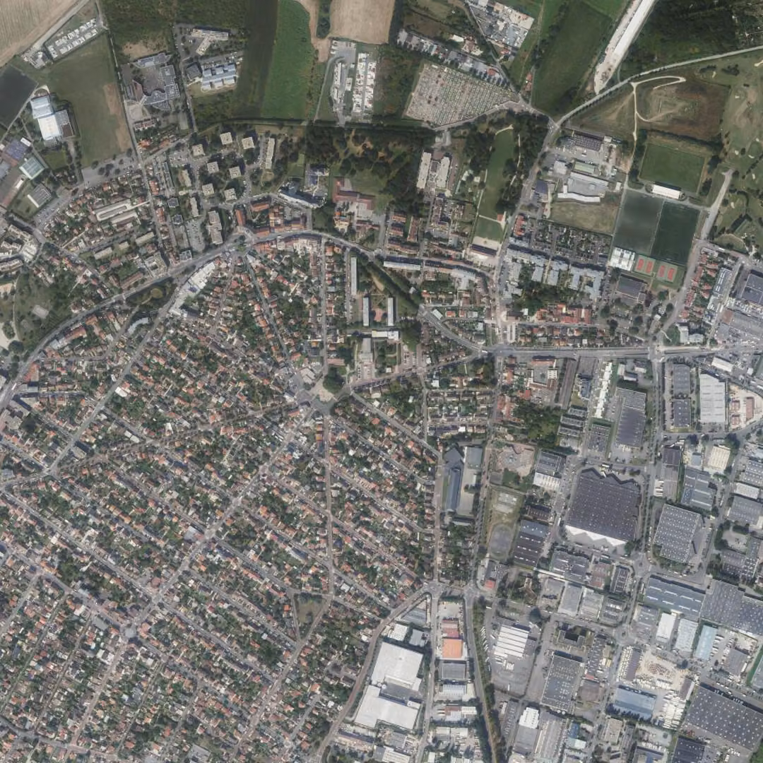 Morangis aujourd'hui, le centre vu du ciel