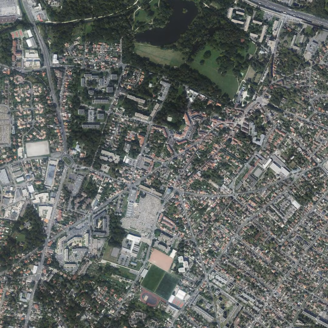 Morsang-sur-Orge aujourd'hui, le centre vu du ciel