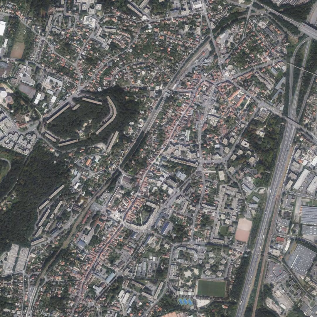 Palaiseau aujourd'hui, le centre vu du ciel