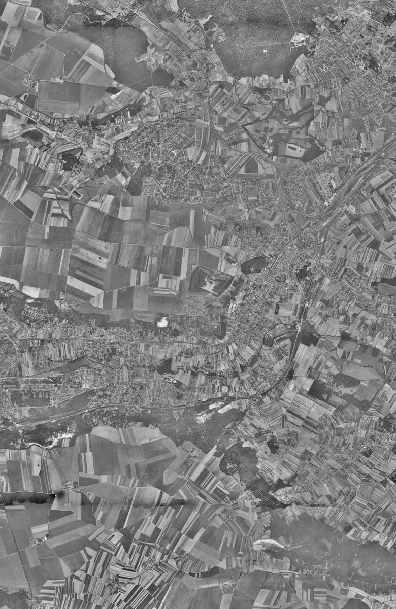 Palaiseau en 1949, le territoire vu du ciel, au même cadrage