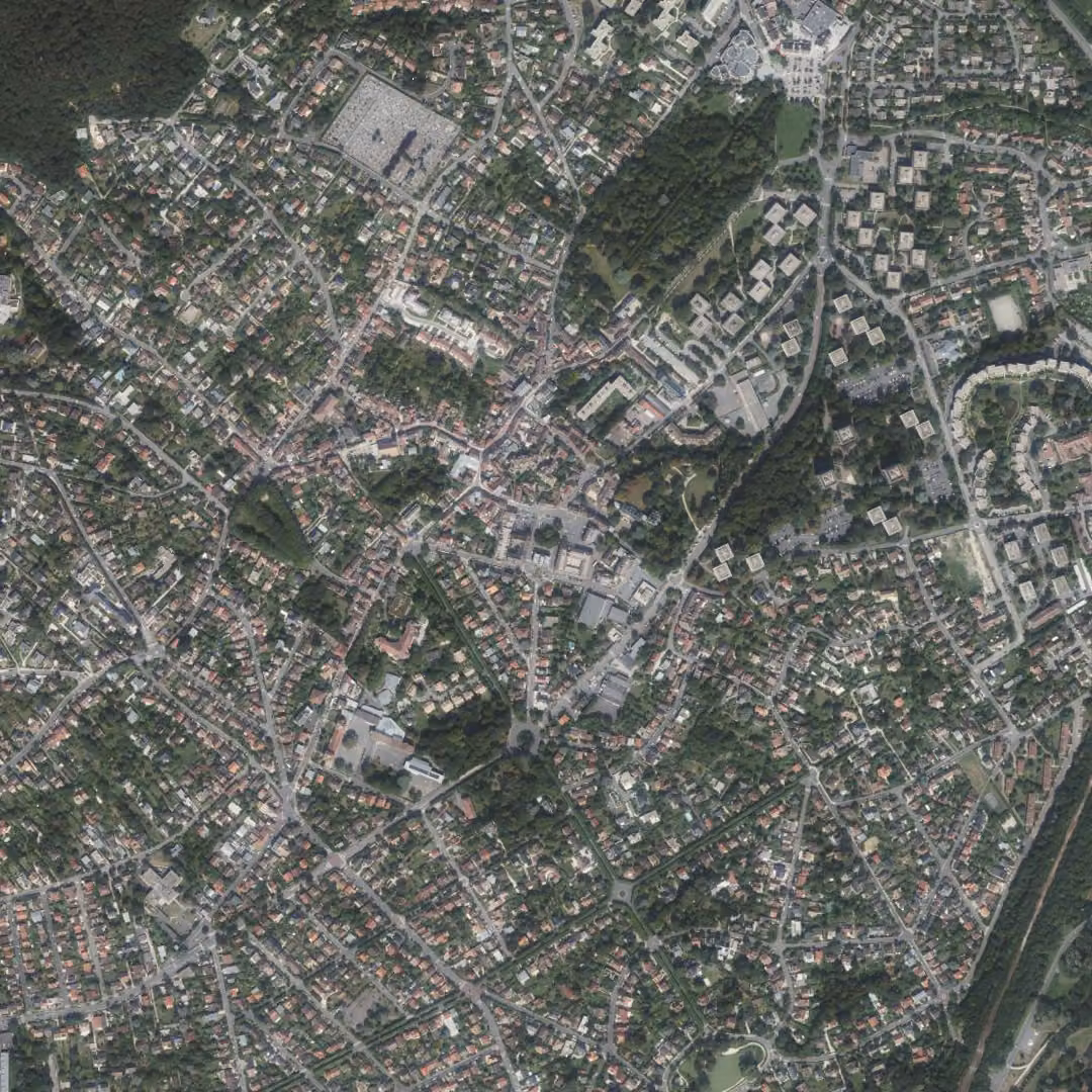 Verrières-le-Buisson aujourd'hui, le centre vu du ciel