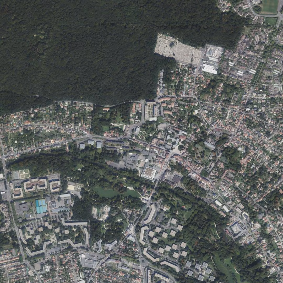 Yerres aujourd'hui, le centre vu du ciel