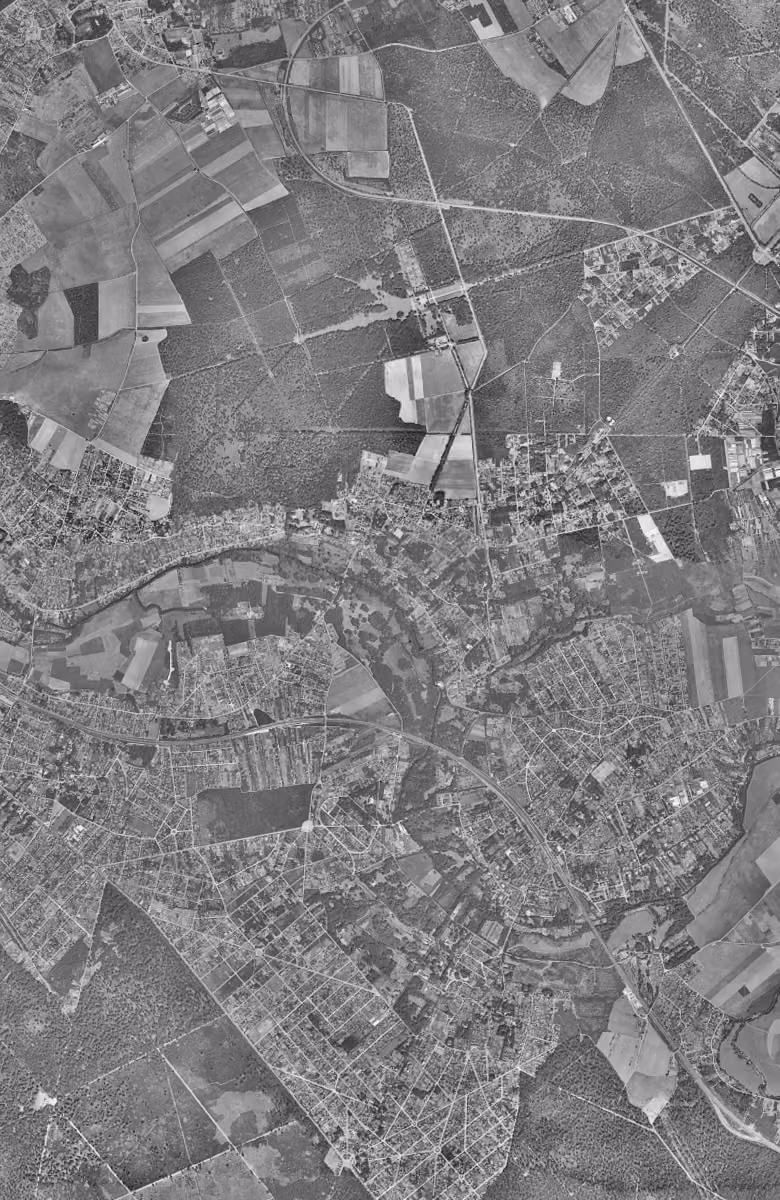 Yerres en 1949, le territoire vu du ciel, au même cadrage