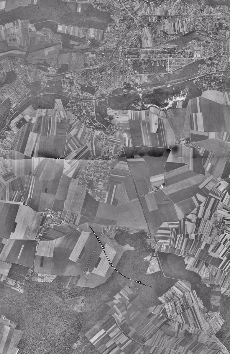 Les Ulis en 1949, le territoire vu du ciel, au même cadrage