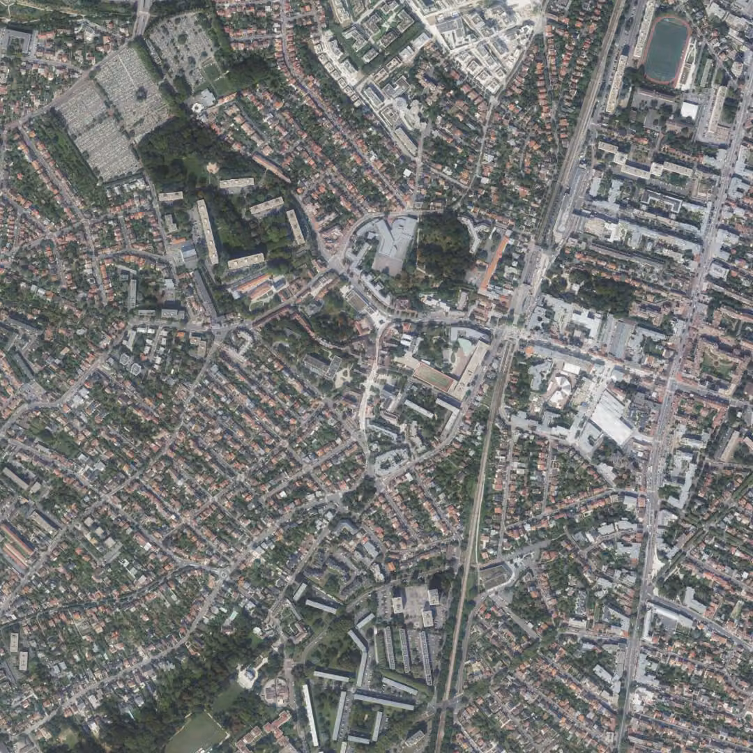 Antony aujourd'hui, le centre vu du ciel