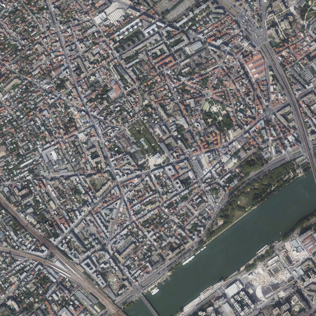 Asnières-sur-Seine aujourd'hui, le centre vu du ciel