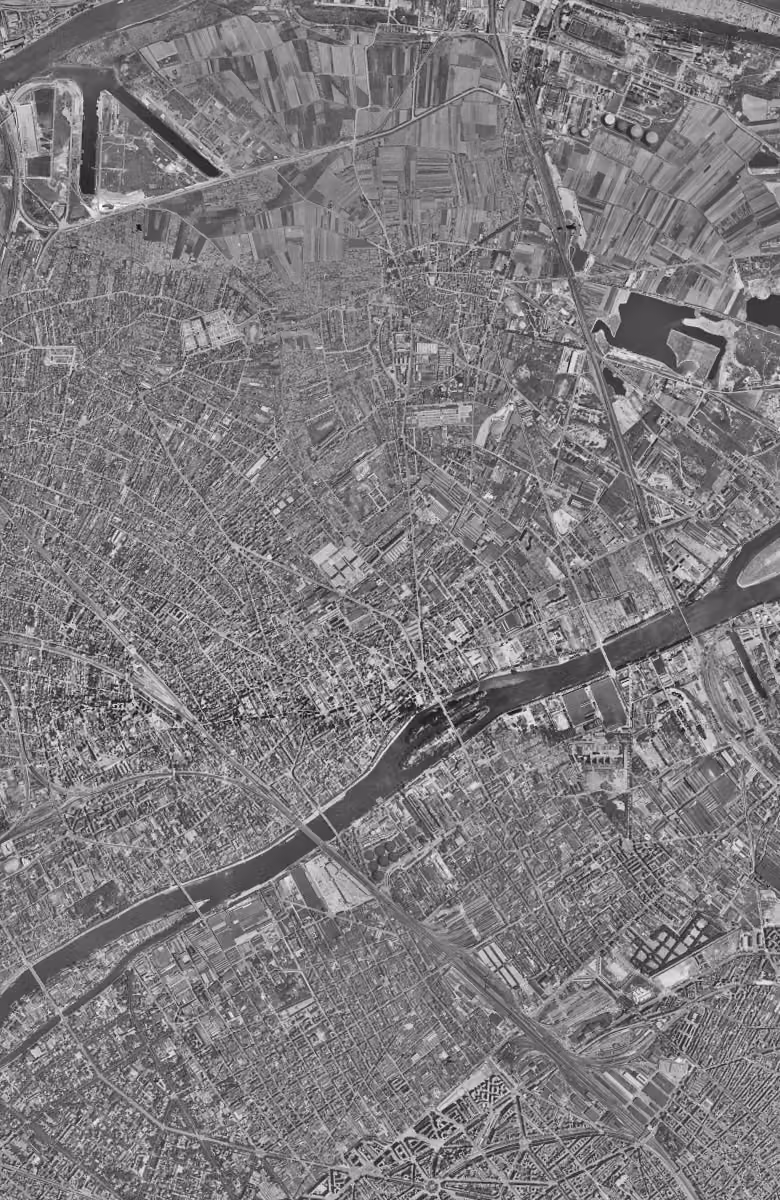 Asnières-sur-Seine en 1949, le territoire vu du ciel, au même cadrage