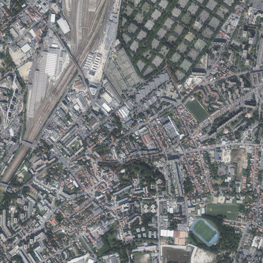 Bagneux aujourd'hui, le centre vu du ciel