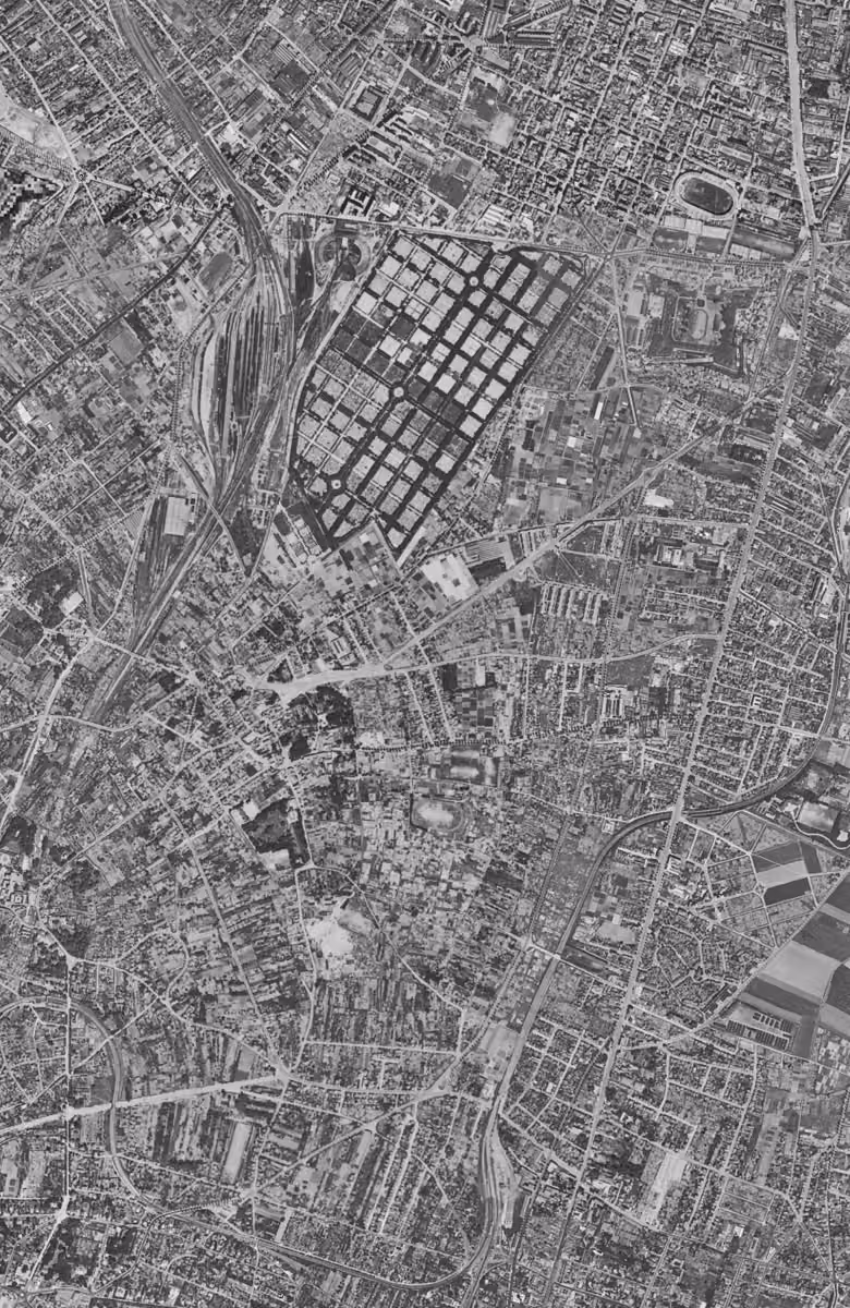 Bagneux en 1949, le territoire vu du ciel, au même cadrage