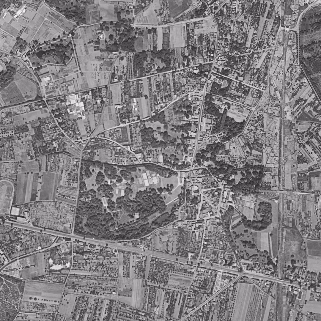 Châtenay-Malabry en 1949, le centre vu du ciel, au même cadrage