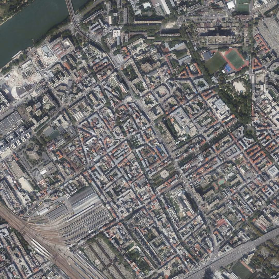 Clichy aujourd'hui, le centre vu du ciel