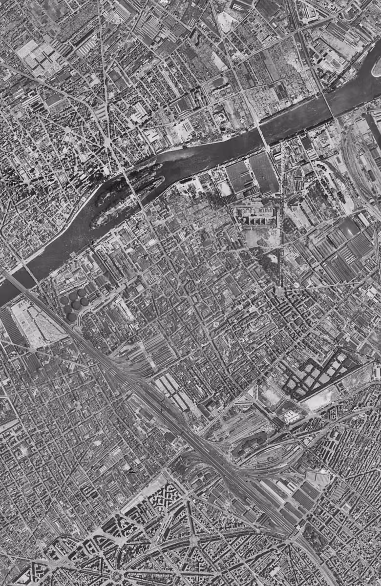 Clichy en 1949, le territoire vu du ciel, au même cadrage