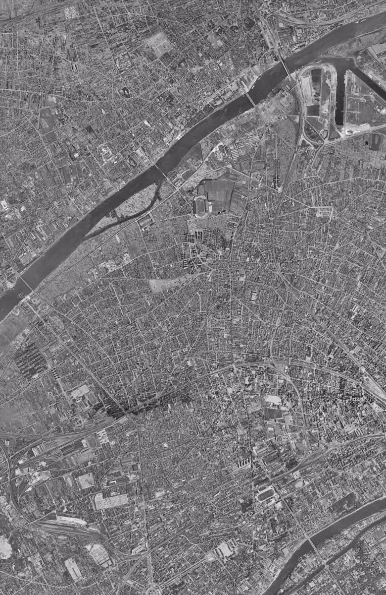 Colombes en 1949, le territoire vu du ciel, au même cadrage